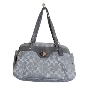 Coach F16542 Penelope Gray Signature Canvas Turnlock Satchel Tote